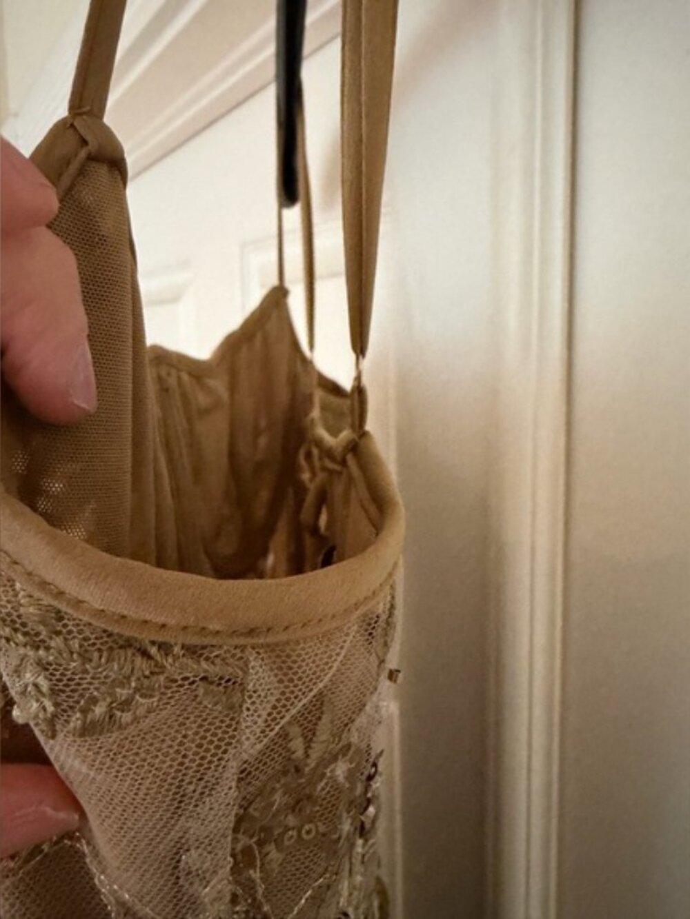 House Of CB Elegant Gold Floral Embroidered Gown. - Picture 14 of 15